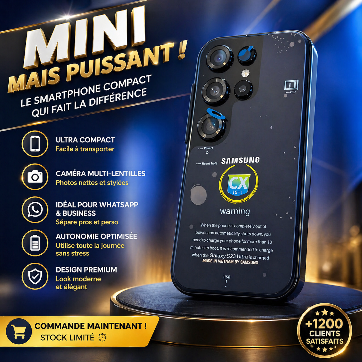 Mini Smartphone Samsung Ultra25 – Puissance & Style dans ta main